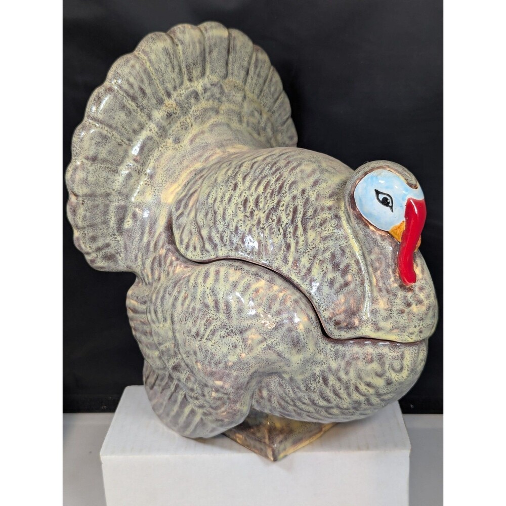 Ceramic Vintage Turkey Thanksgiving Table Centerpiece Glazed Harvest Decor 11.5"